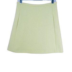 Chloe Citrus Green Crepe Wool Flare Skirt